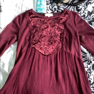 Burgundy long sleeve top